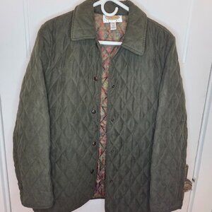 Talbots Petite Olive Quilted Jacket - Paisley Interior Design - Size M